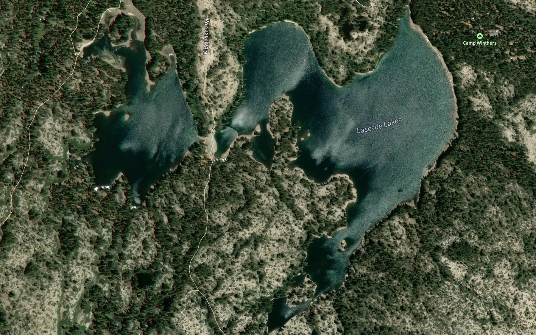Satellite map of the Cascade Lakes