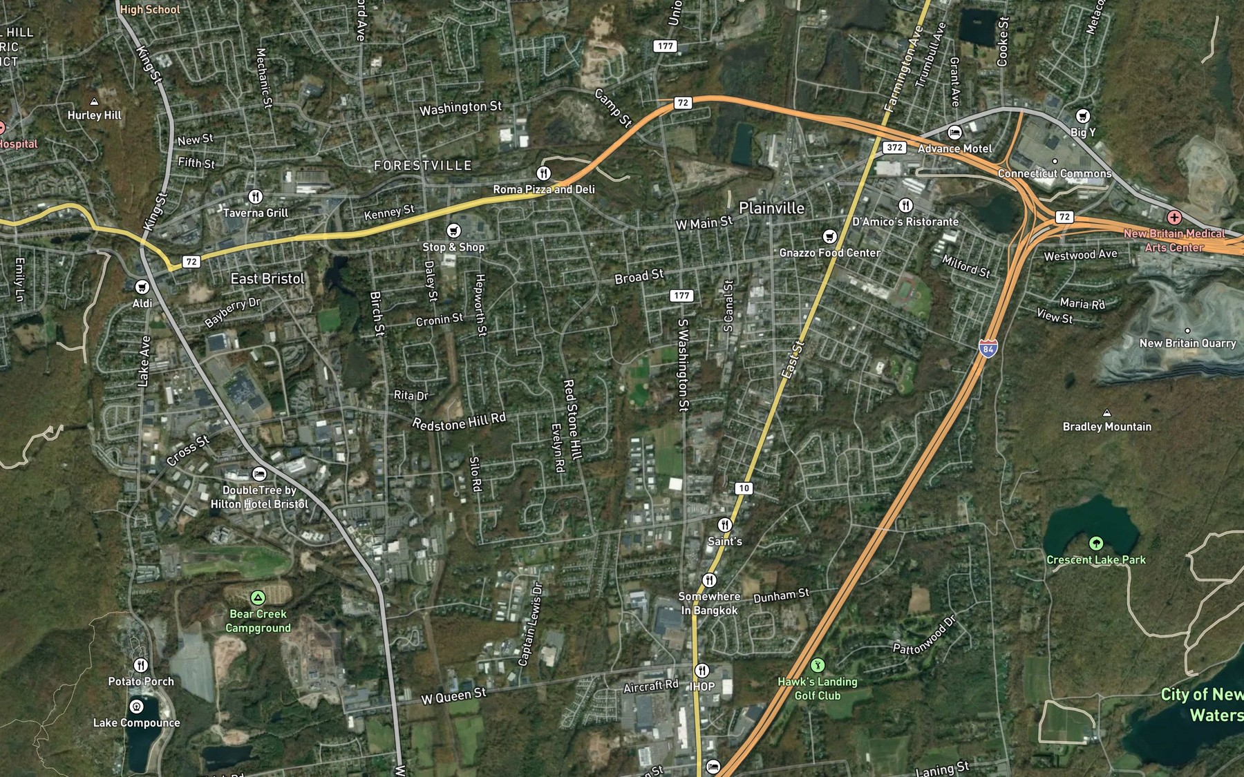 Satellite map of the Norton Park Pond