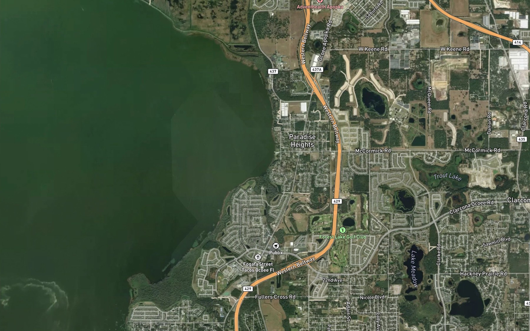 Satellite map of the Beacon Pointe Dr.