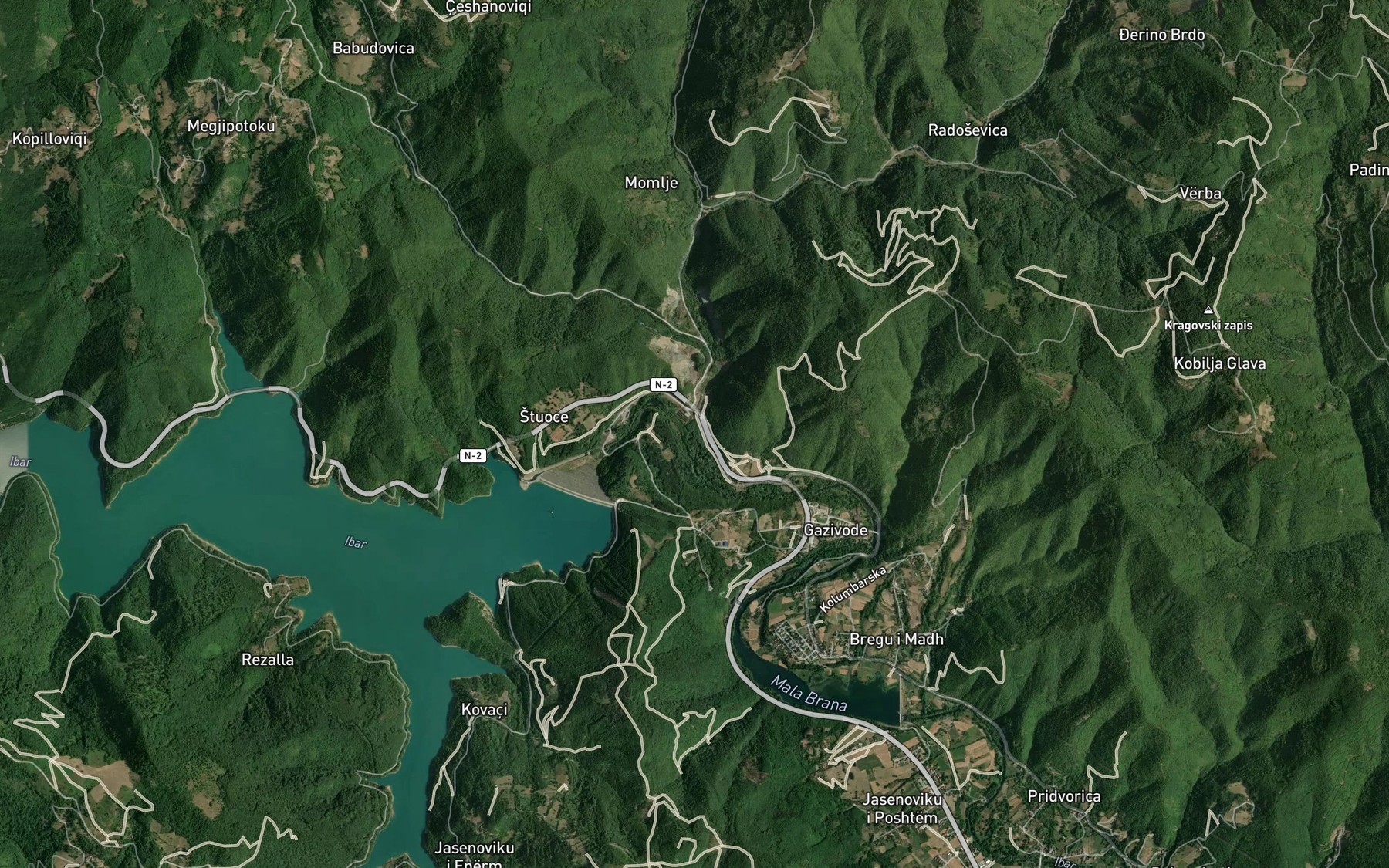 Satellite map of the Lucka Reka