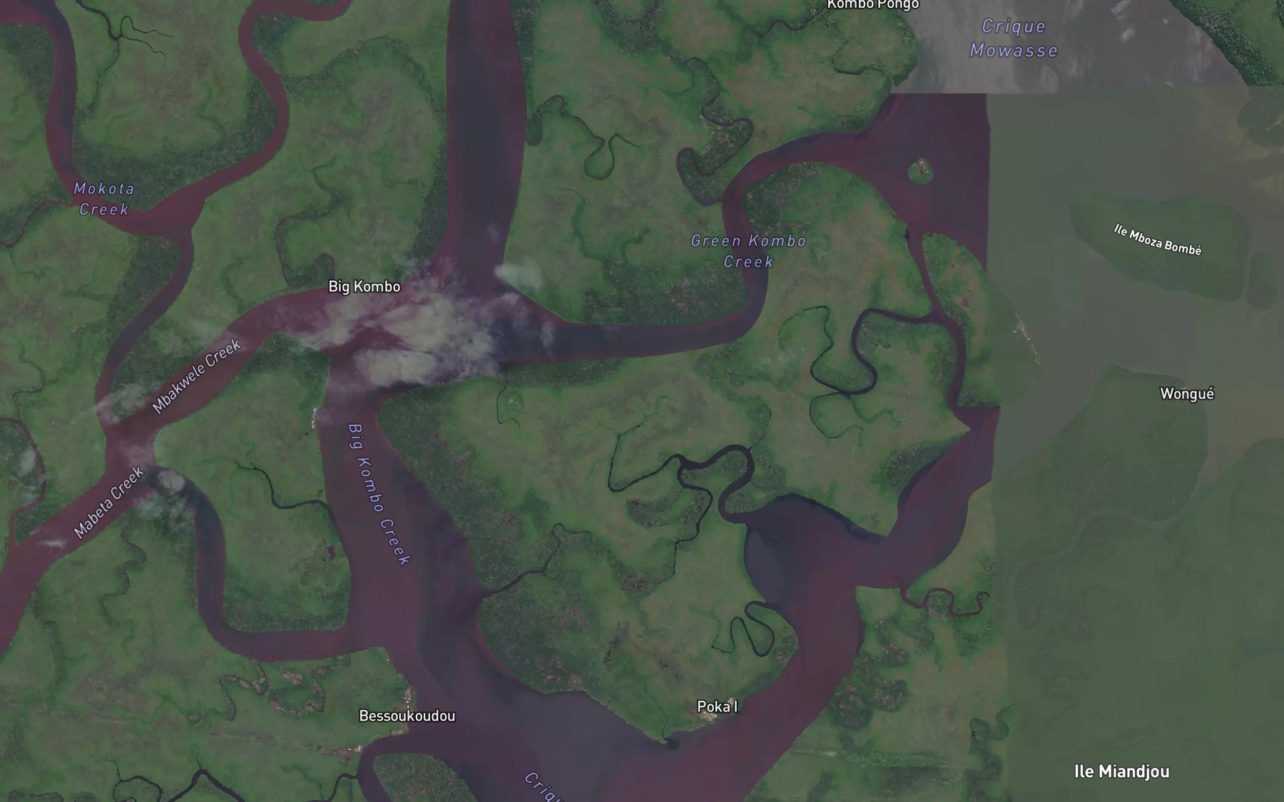 Satellite map of the Crique Mbosa Bombe