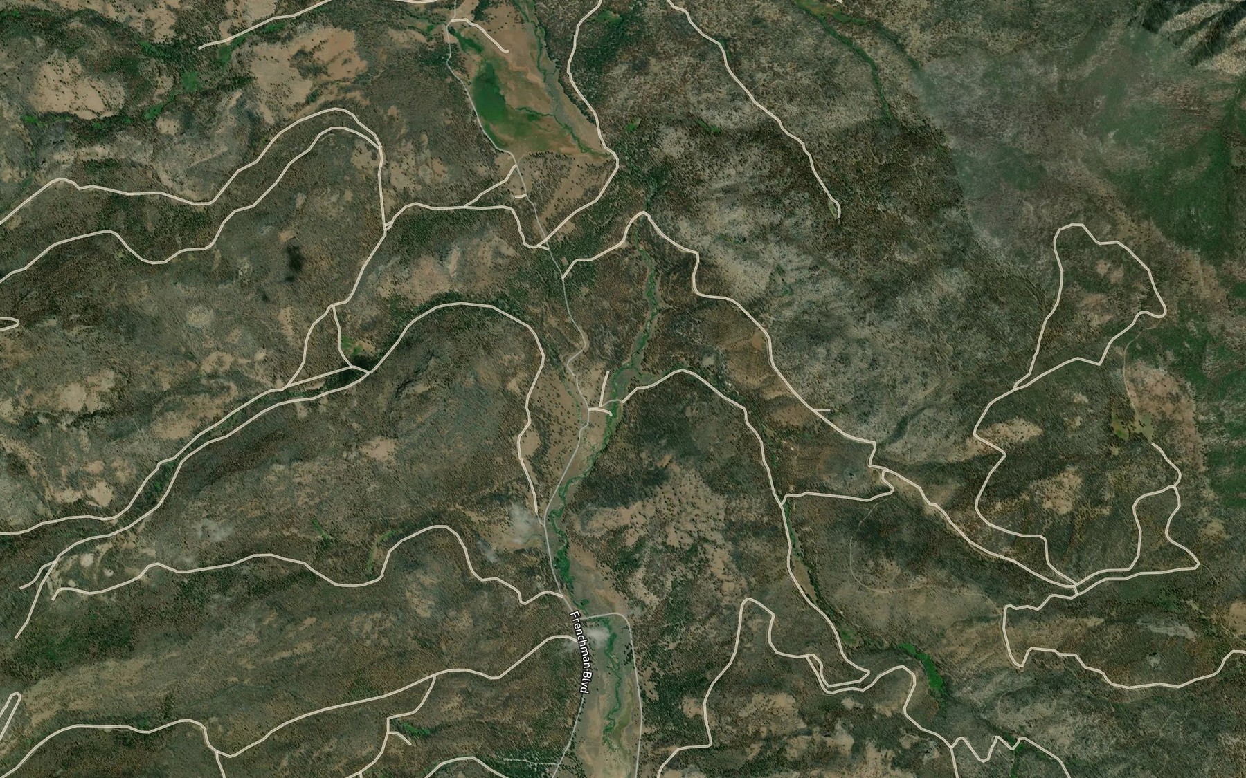 Satellite map of the Little Dooley Creek