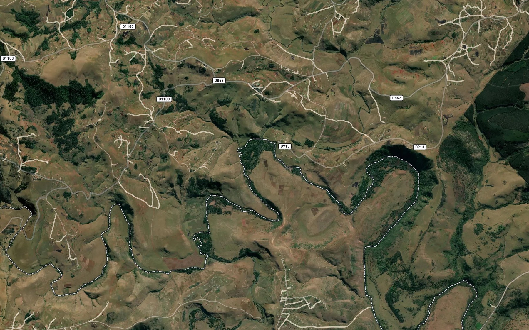 Satellite map of the Ncobela River