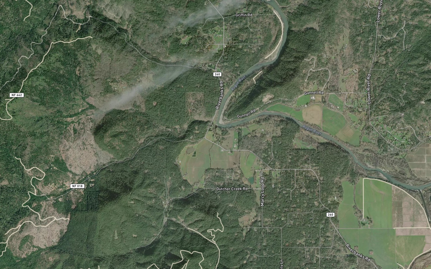 Satellite map of the Dutcher Creek