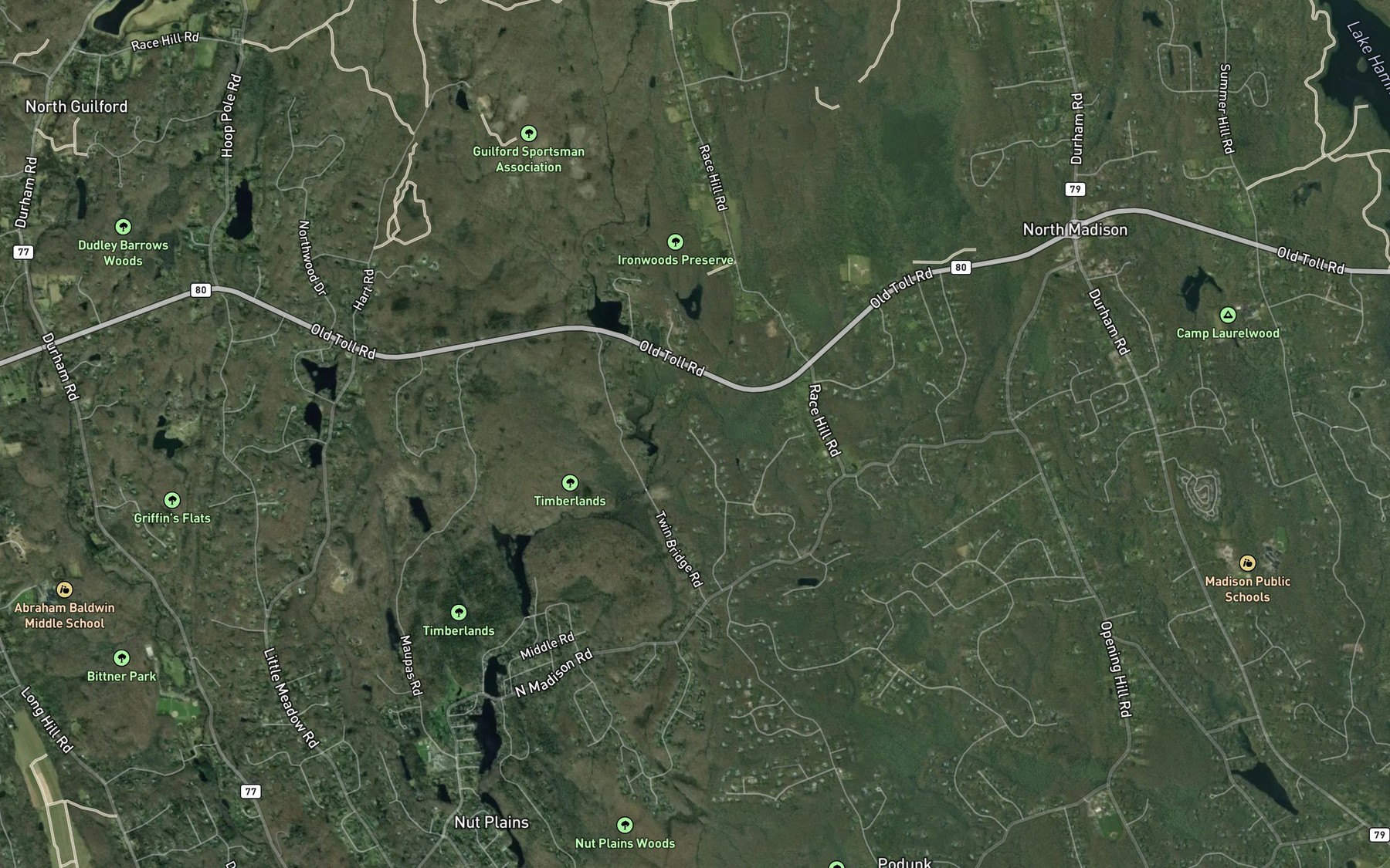 Satellite map of the Dowd Hollow Brook