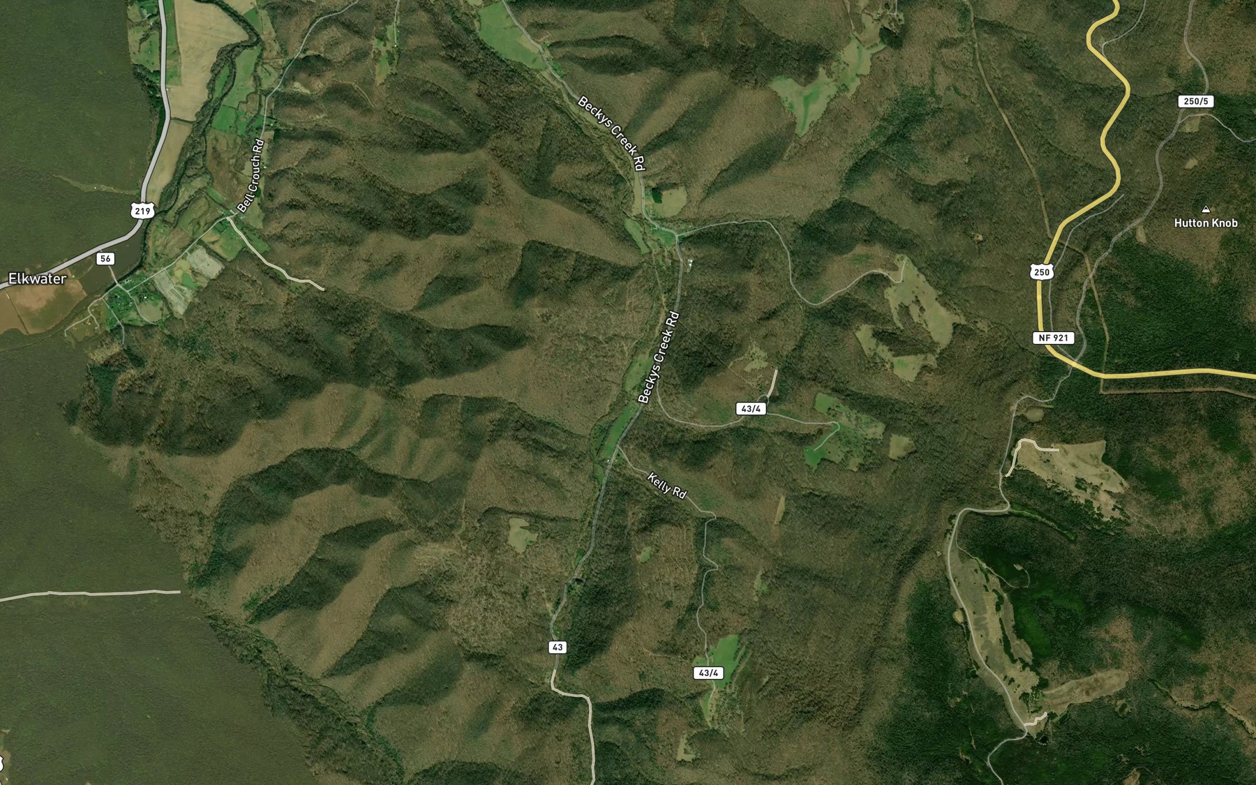 Satellite map of the Peters Run