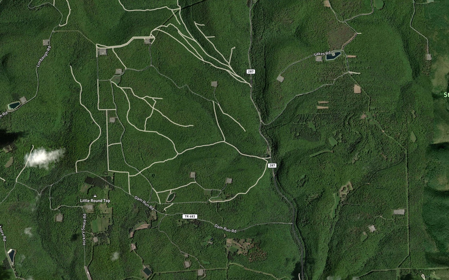 Satellite map of the Left Fork Funston Run