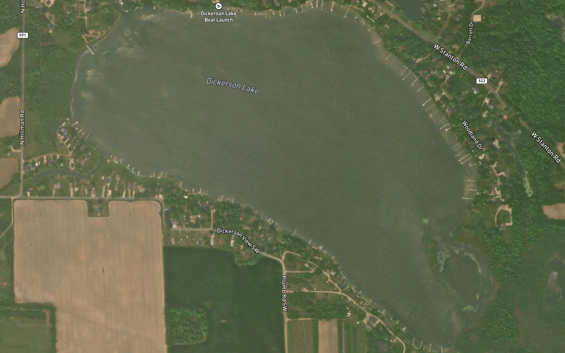 Satellite map of the Dickerson Lake