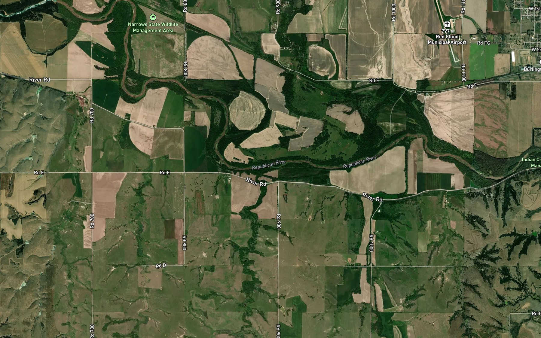 Satellite map of the Louisa Creek