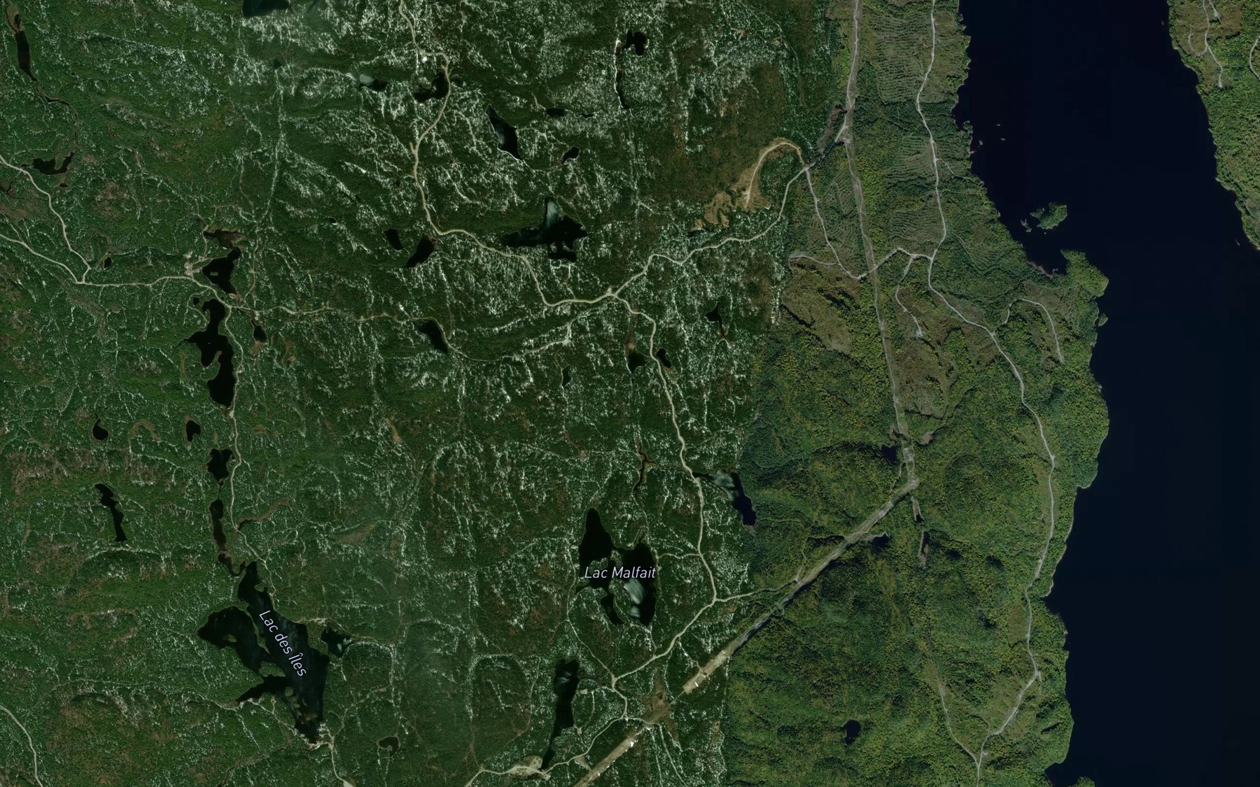 Satellite map of the Petits lacs Castors