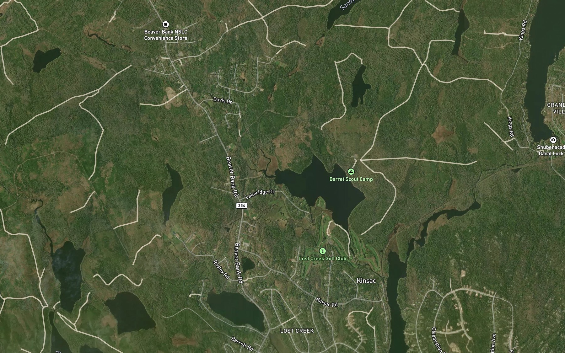 Satellite map of the Officer Brook