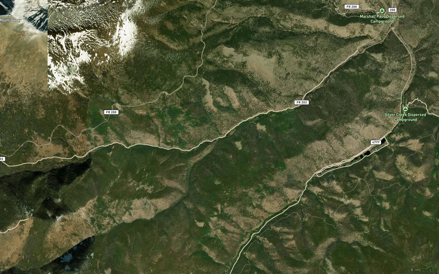 Satellite map of the Starvation Creek