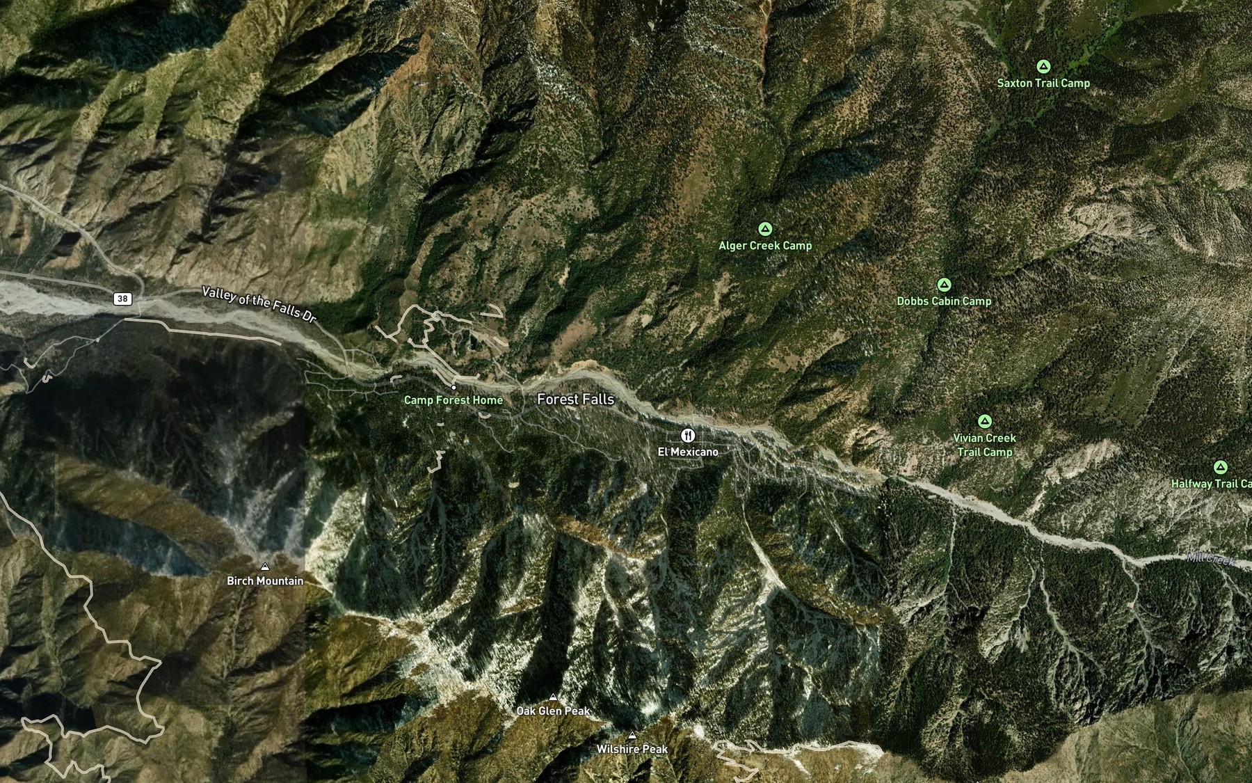 Satellite map of the Alger Creek