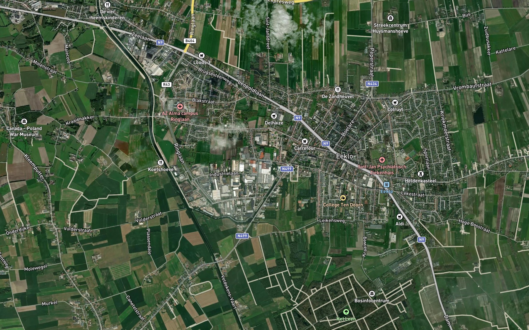 Satellite map of the Eeklose Vaart