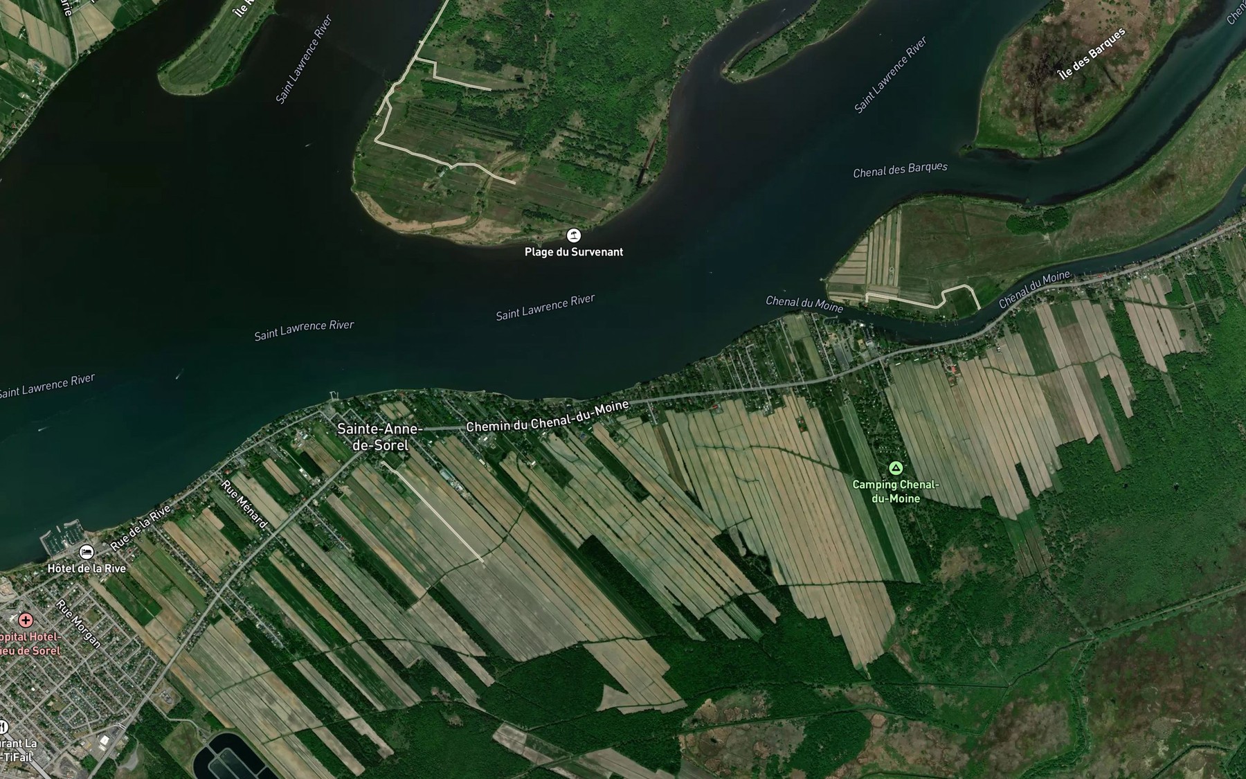 Satellite map of the Cours d'eau de la Ligne Seigneuriale