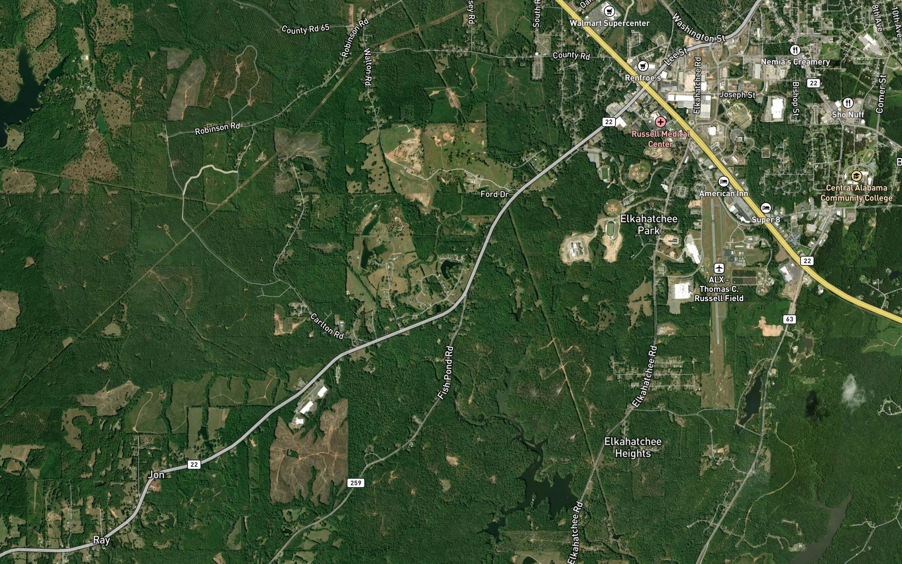 Satellite map of the Moose Lodge Pond