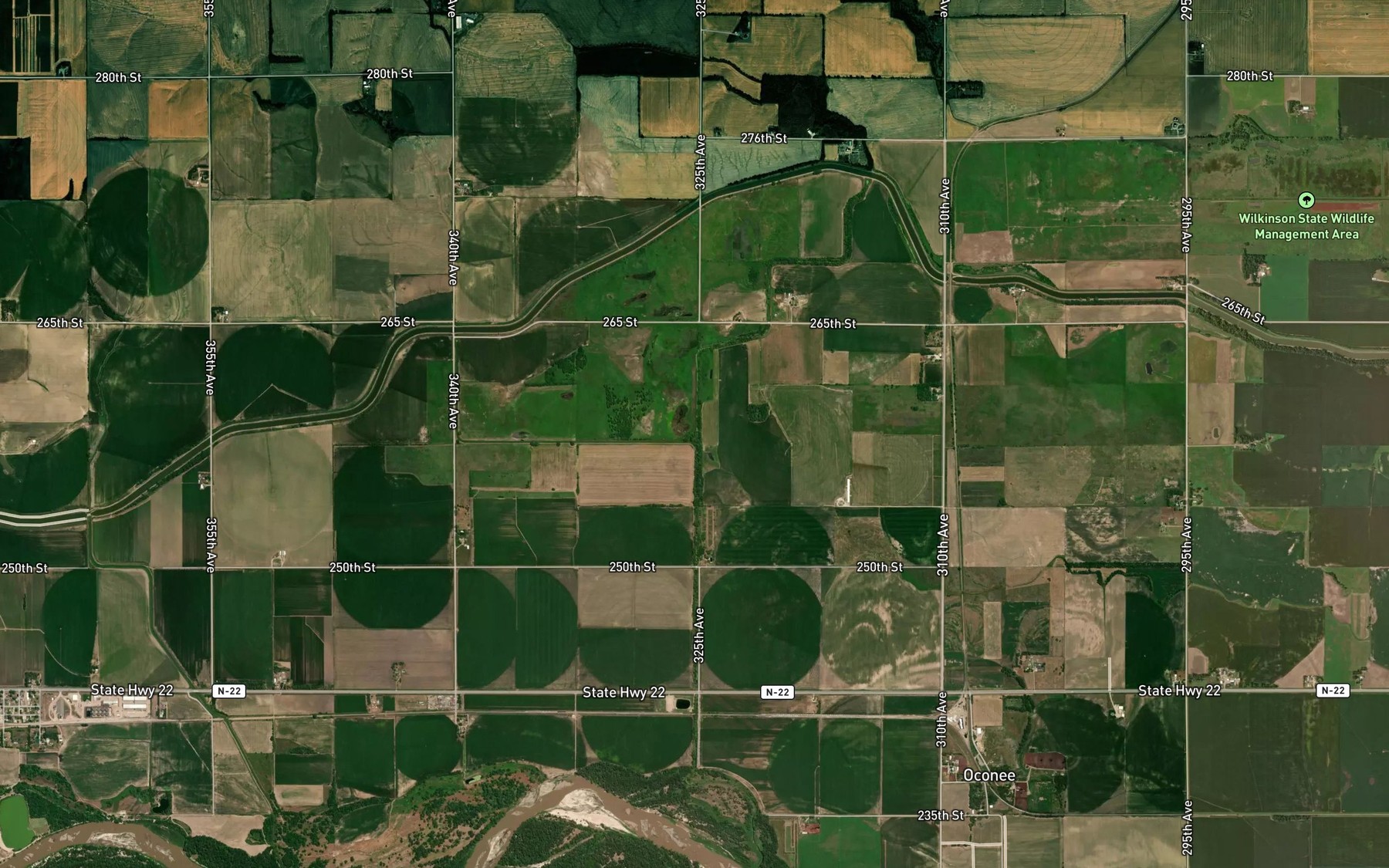 Satellite map of the Lost Creek Ditch