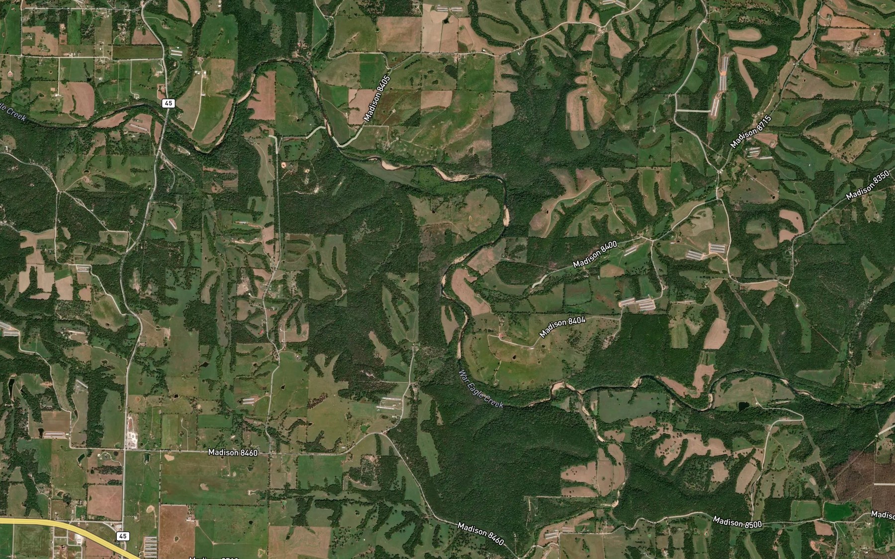 Satellite map of the Clear Creek