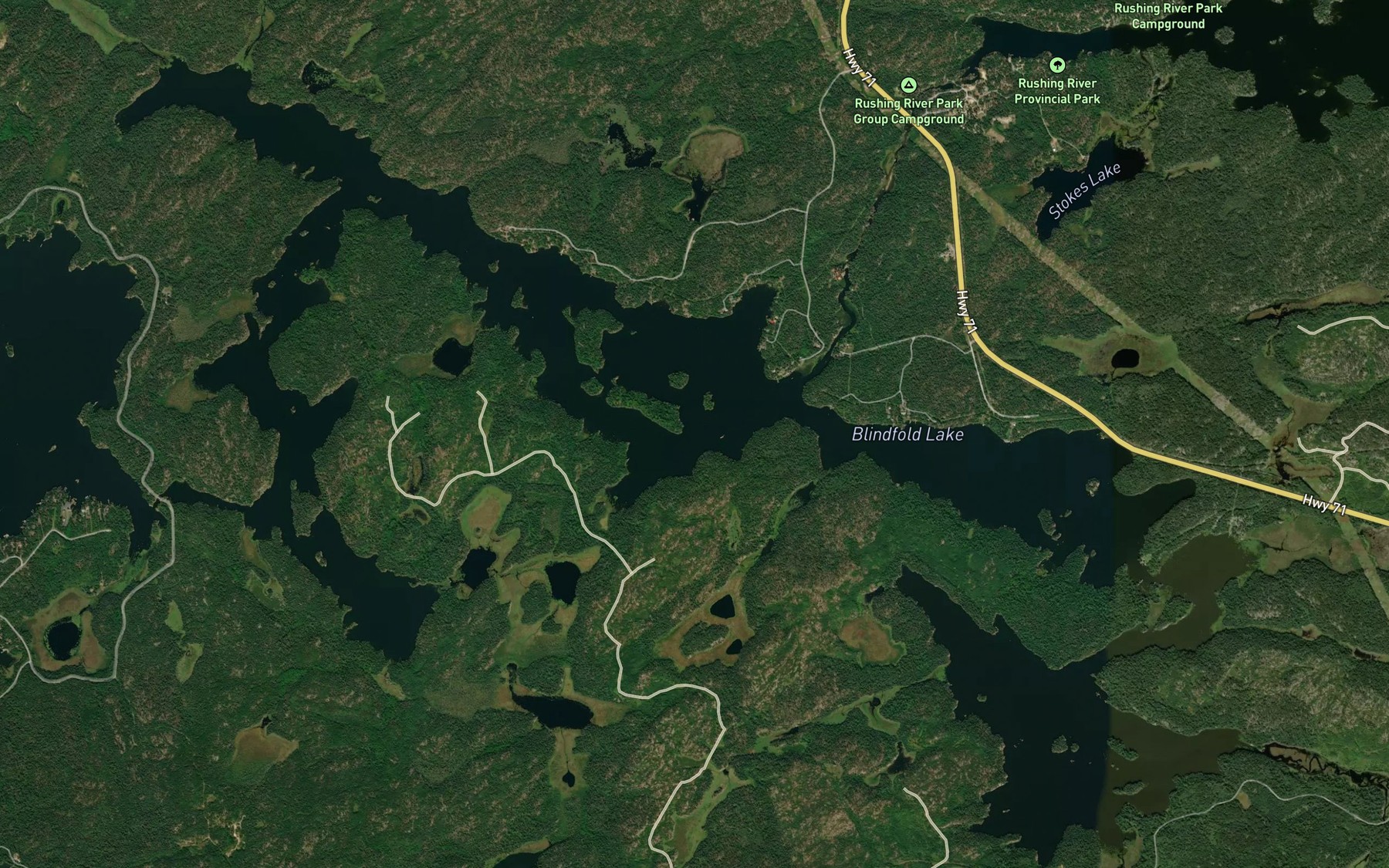 Satellite map of the Blindfold Lake