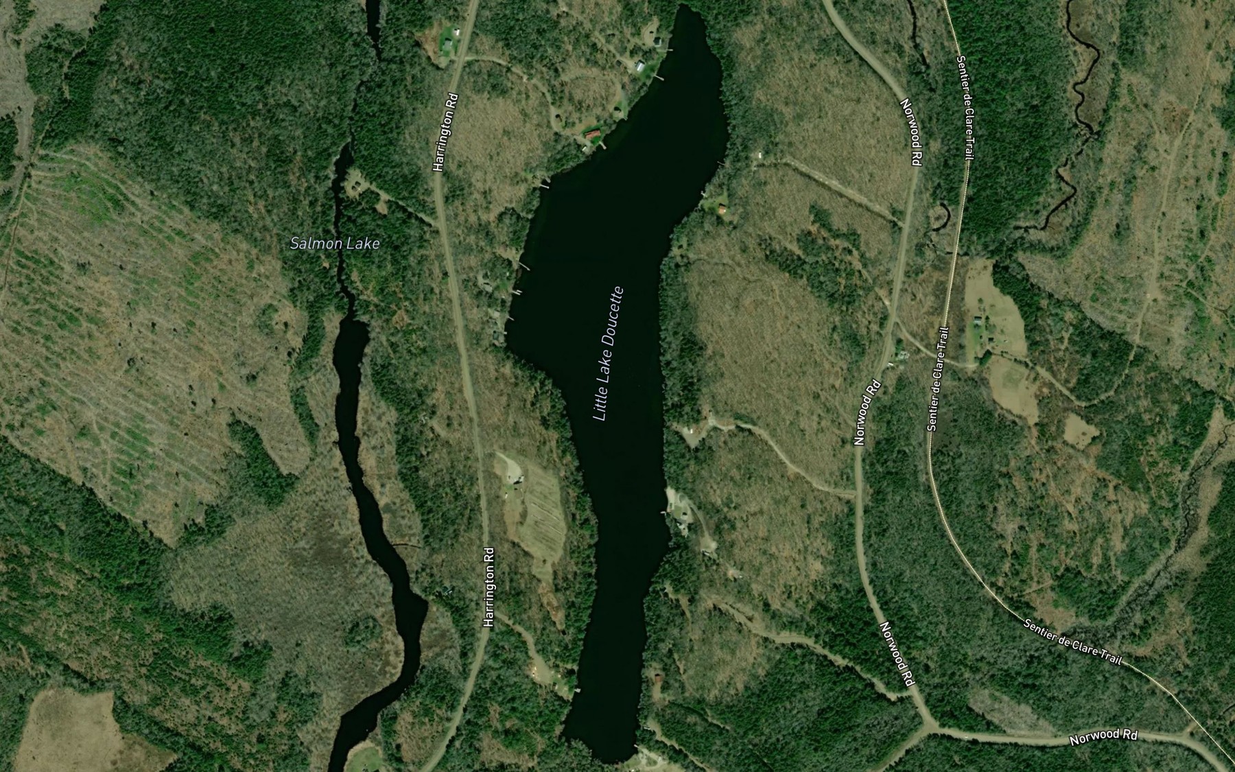 Satellite map of the Little Lake Doucette