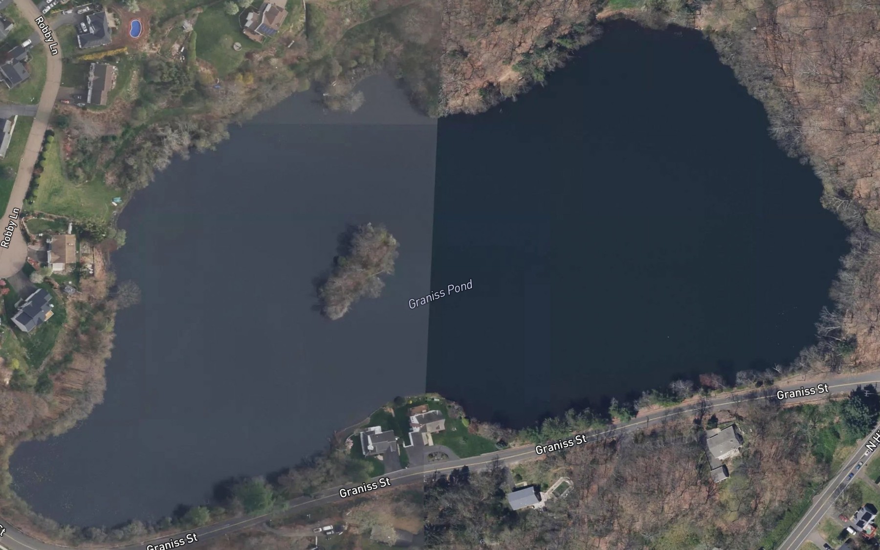 Satellite map of the Graniss Pond