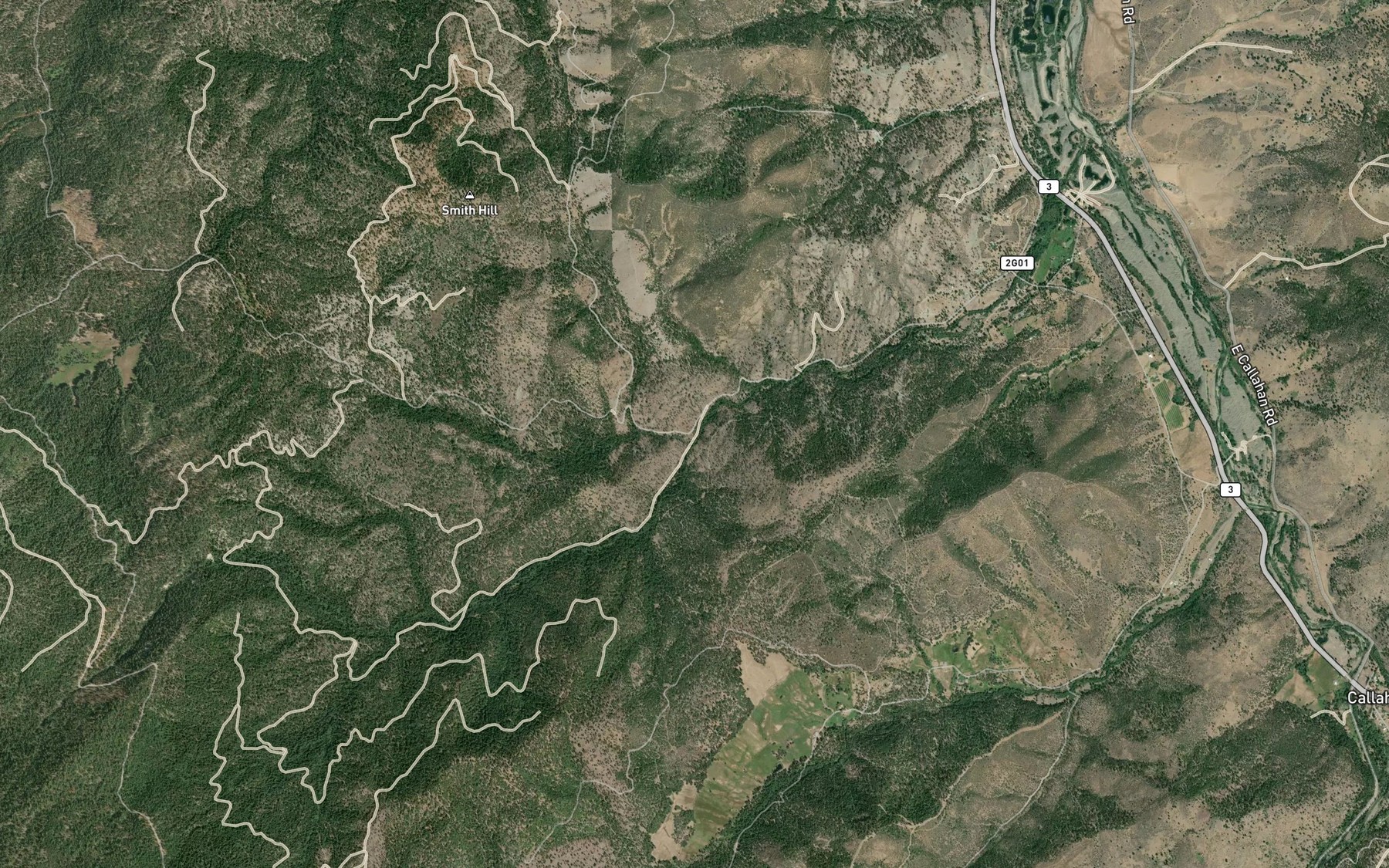 Satellite map of the Tiger Fork