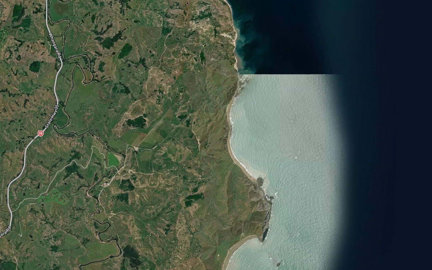 Satellite map of the Waiharehare Bay