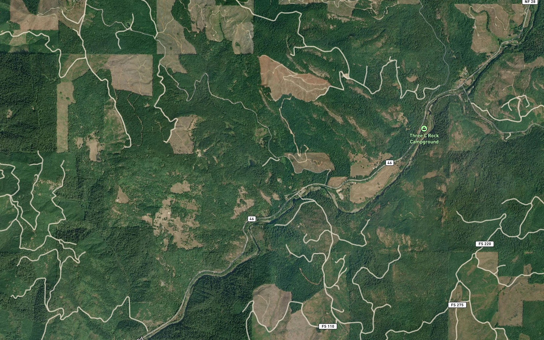 Satellite map of the Lake Creek