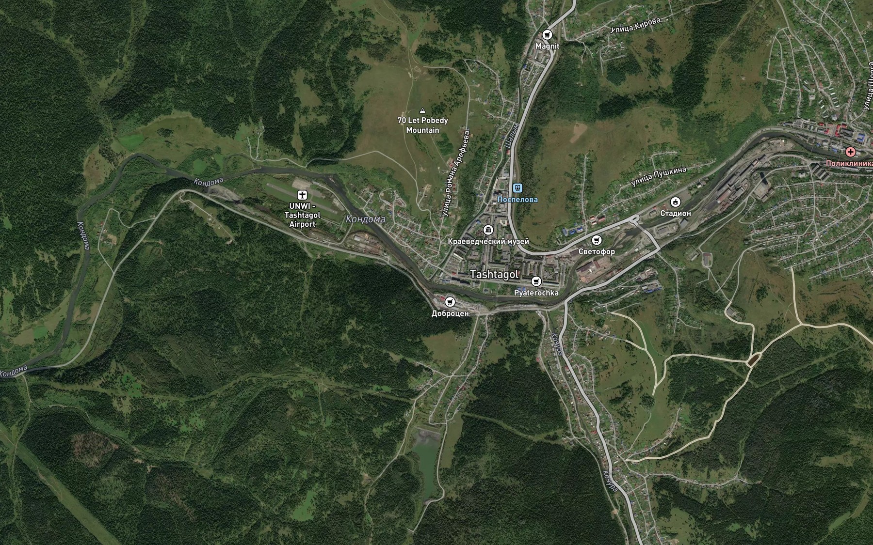 Satellite map of the Shalym