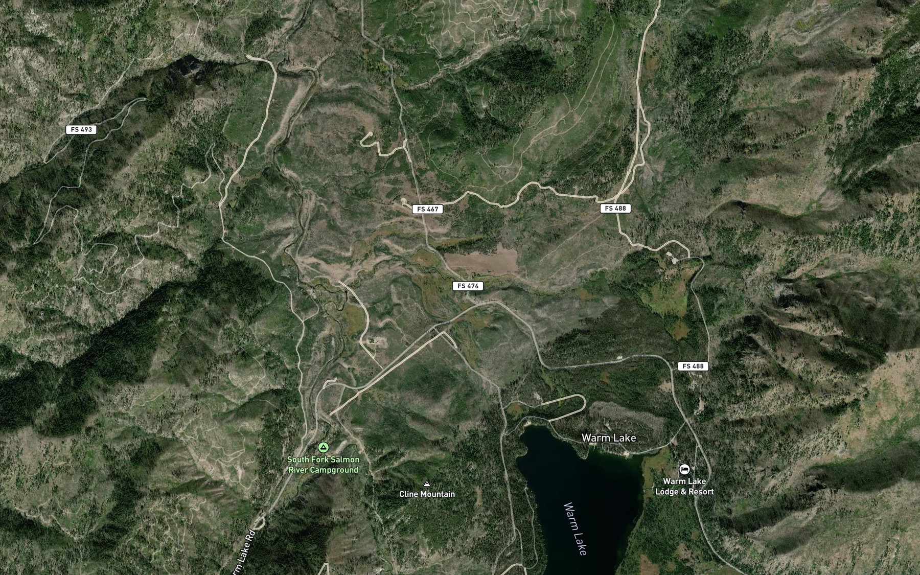 Satellite map of the Cabin Creek
