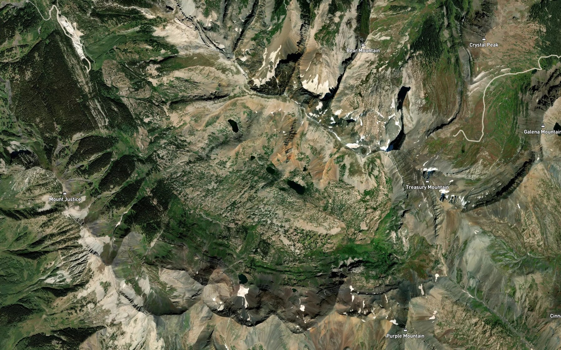 Satellite map of the Yule Lakes