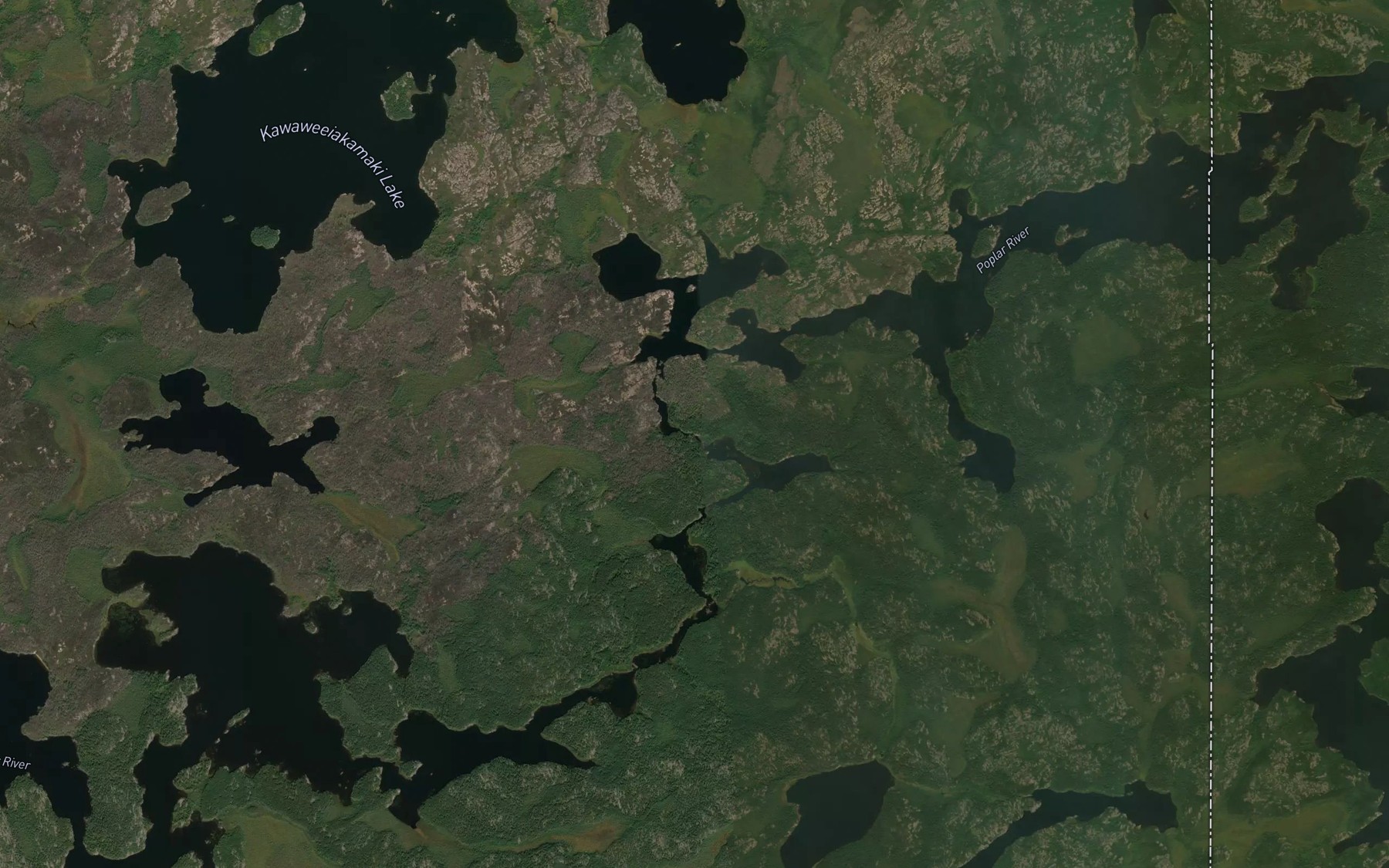 Satellite map of the Meeskwapeenakopaweeti Rapids