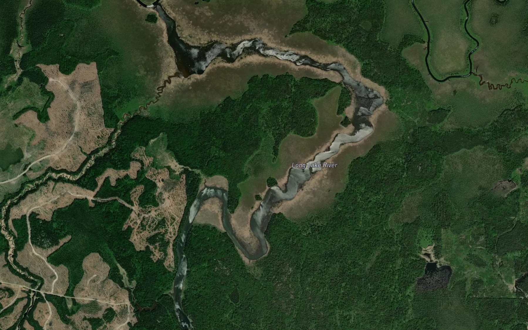Satellite map of the Long Lake River