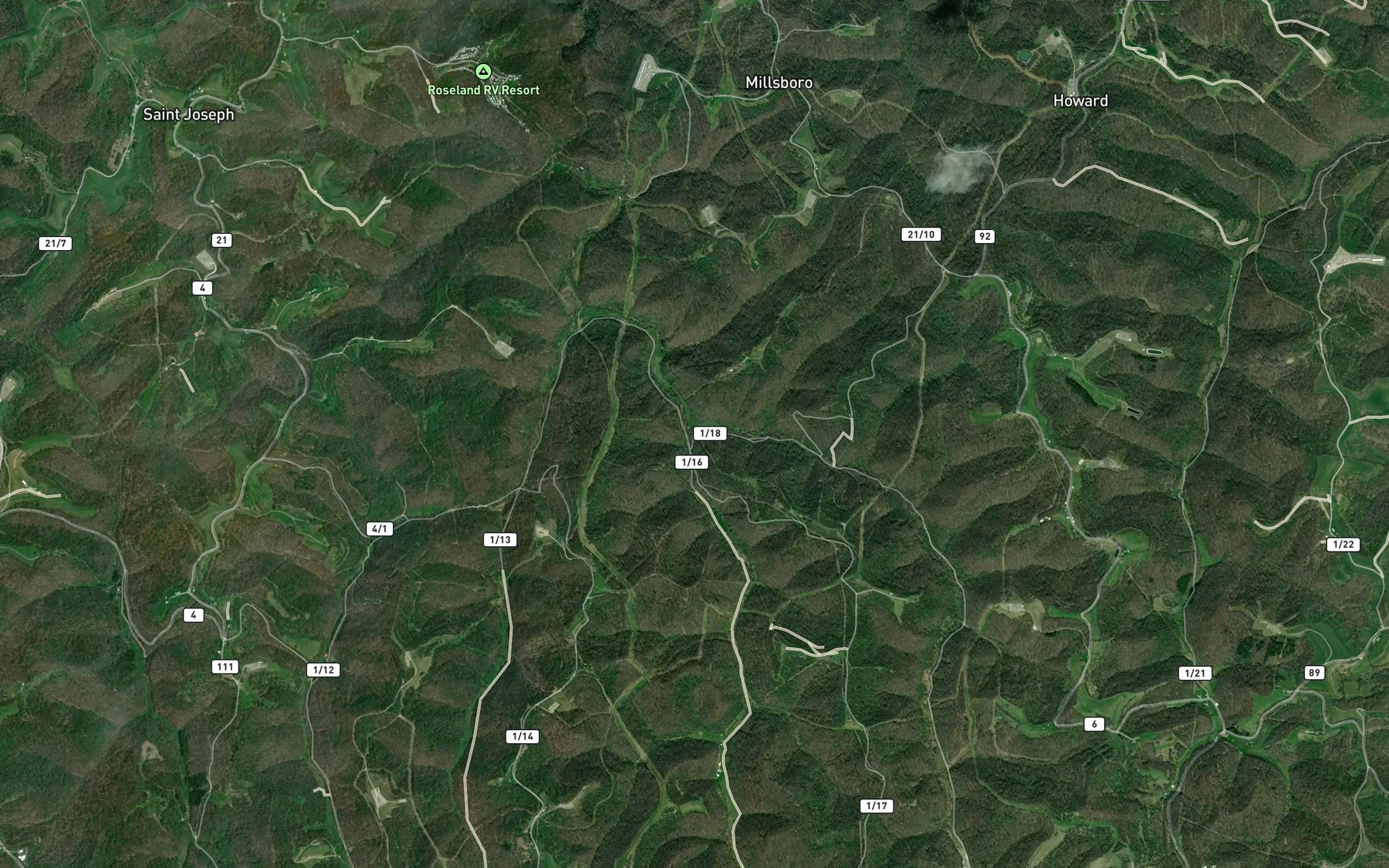 Satellite map of the Middle Fork Lynn Camp Run