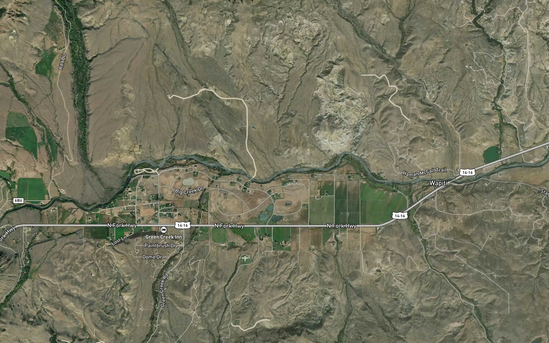 Satellite map of the Wall Creek