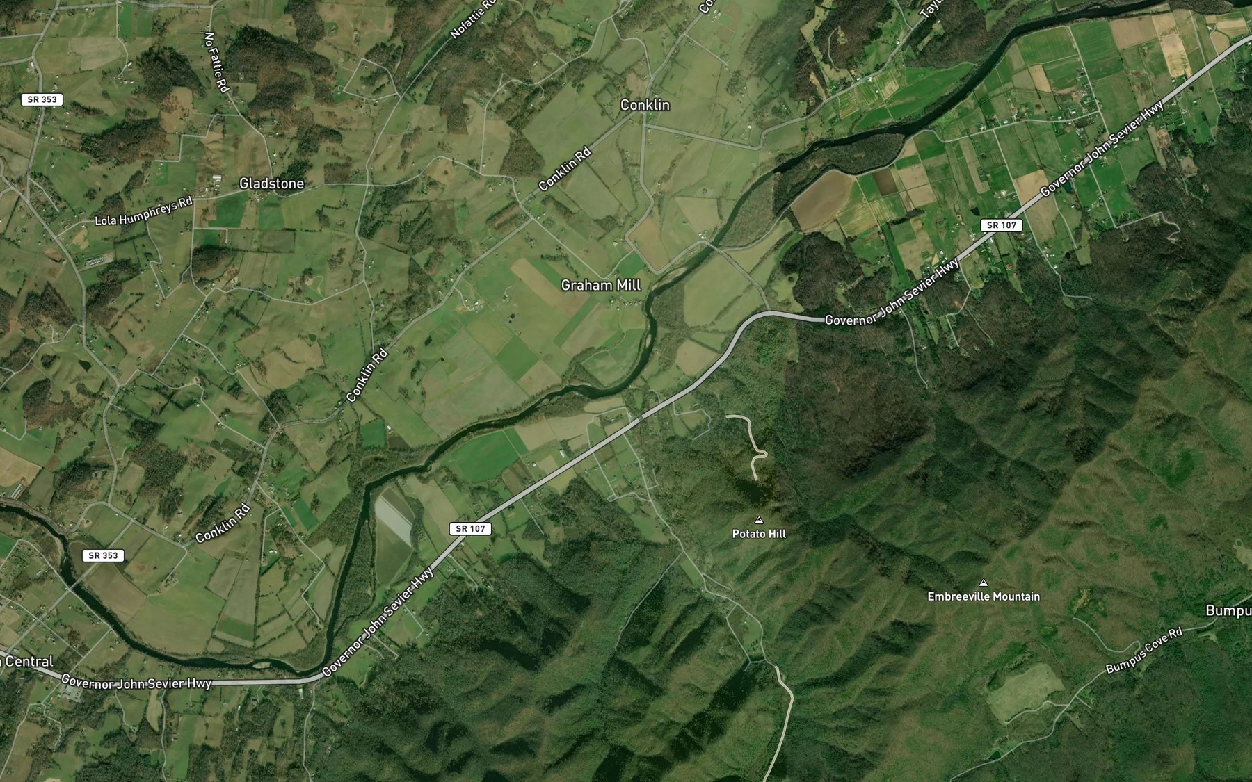 Satellite map of the Katy Branch