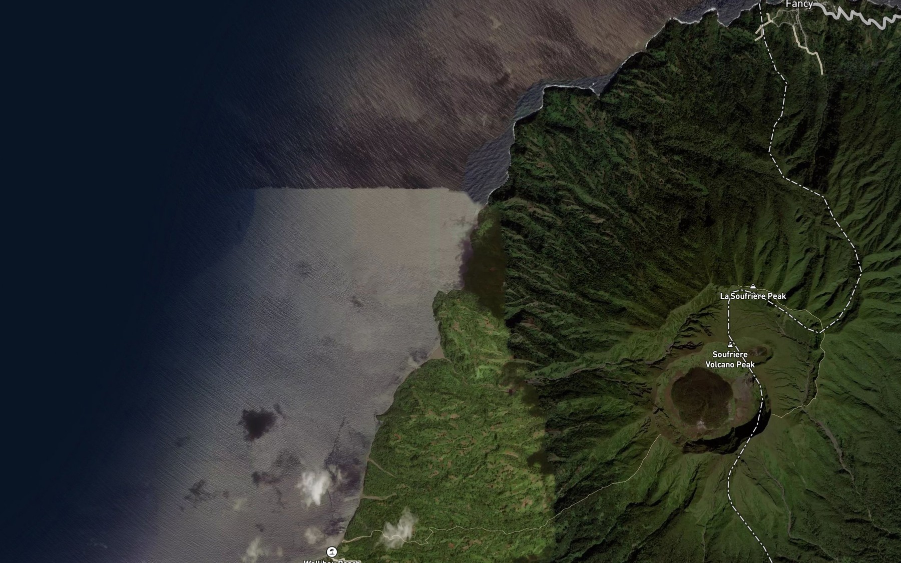Satellite map of the Trois Loups Bay