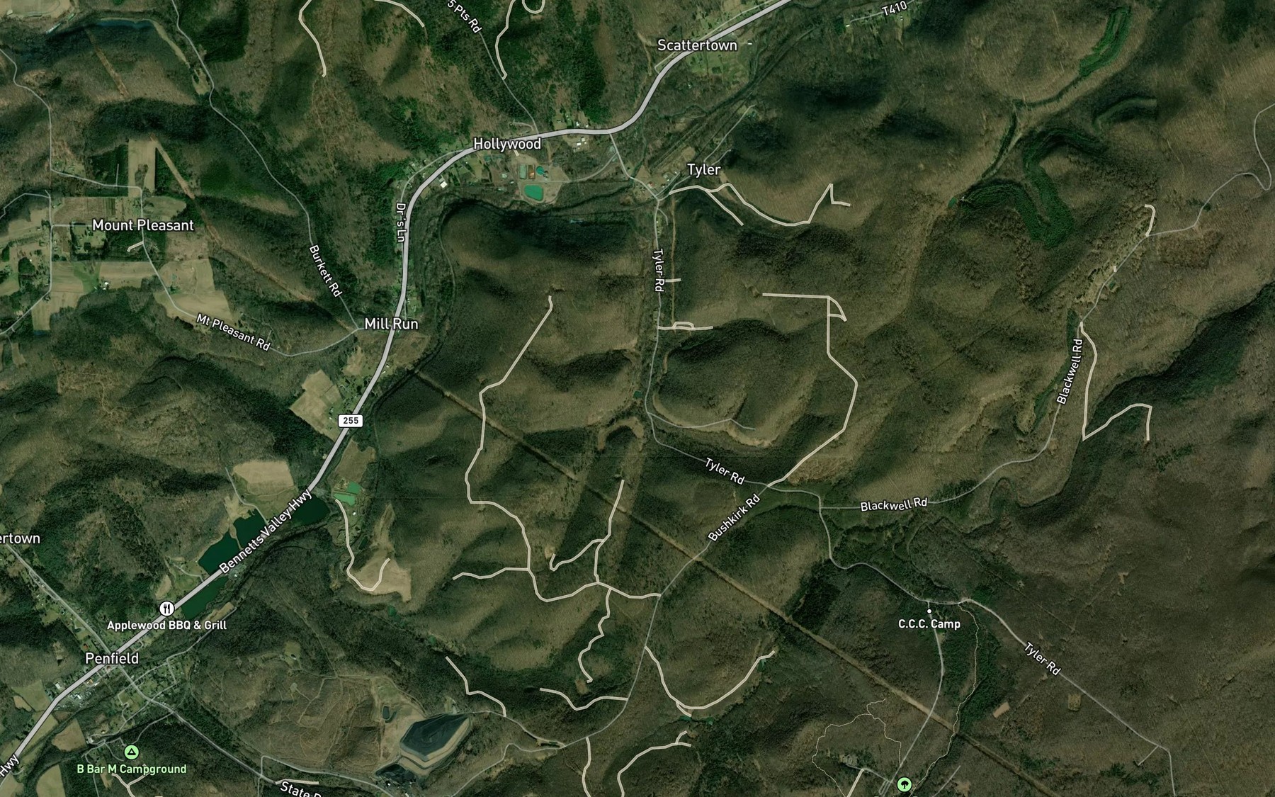 Satellite map of the Tyler Reservoir