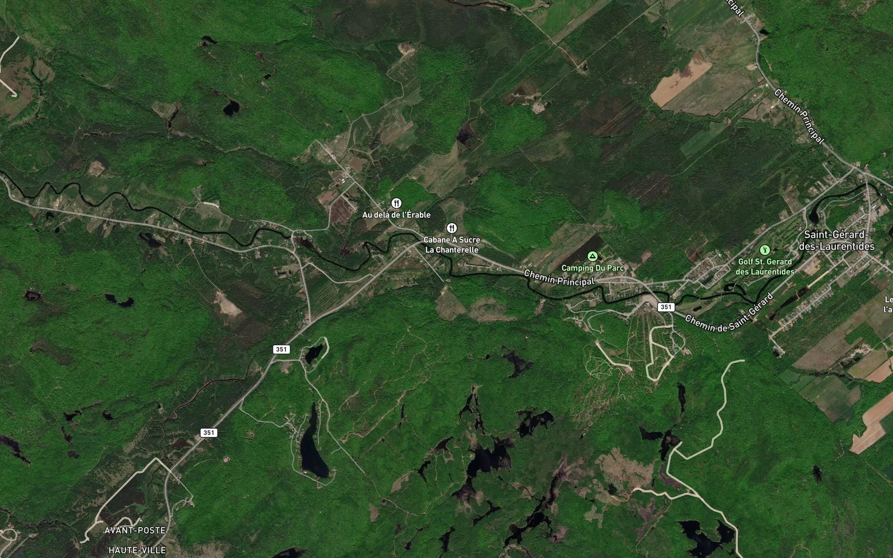 Satellite map of the Cours d'eau Gelinas