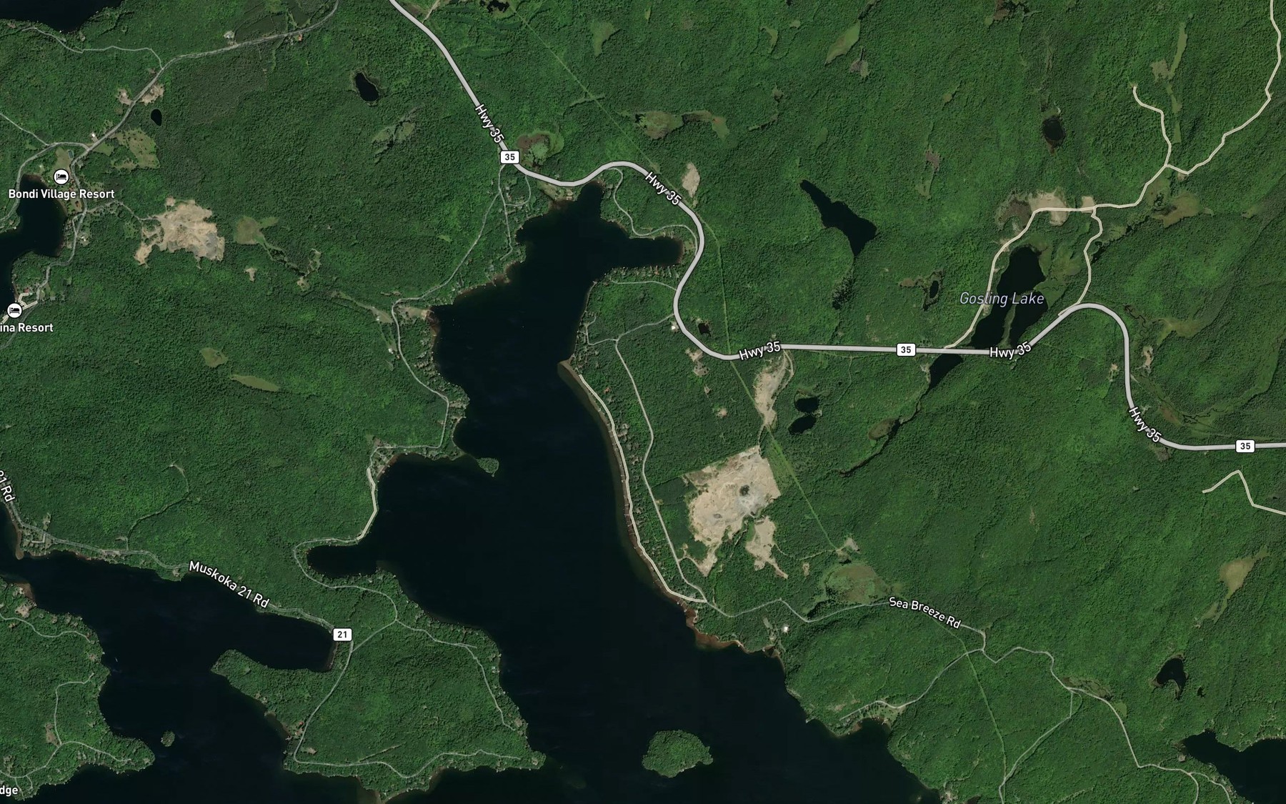 Satellite map of the Ten Mile Bay
