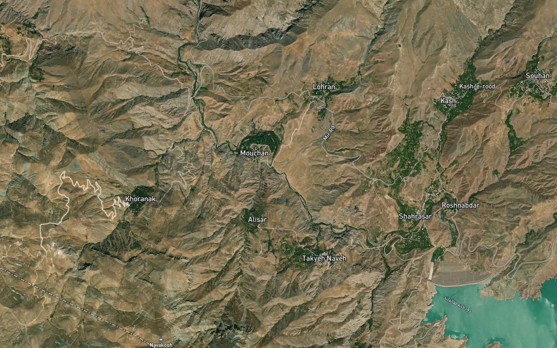 Satellite map of the Rudkhaneh-ye Vajin Rud