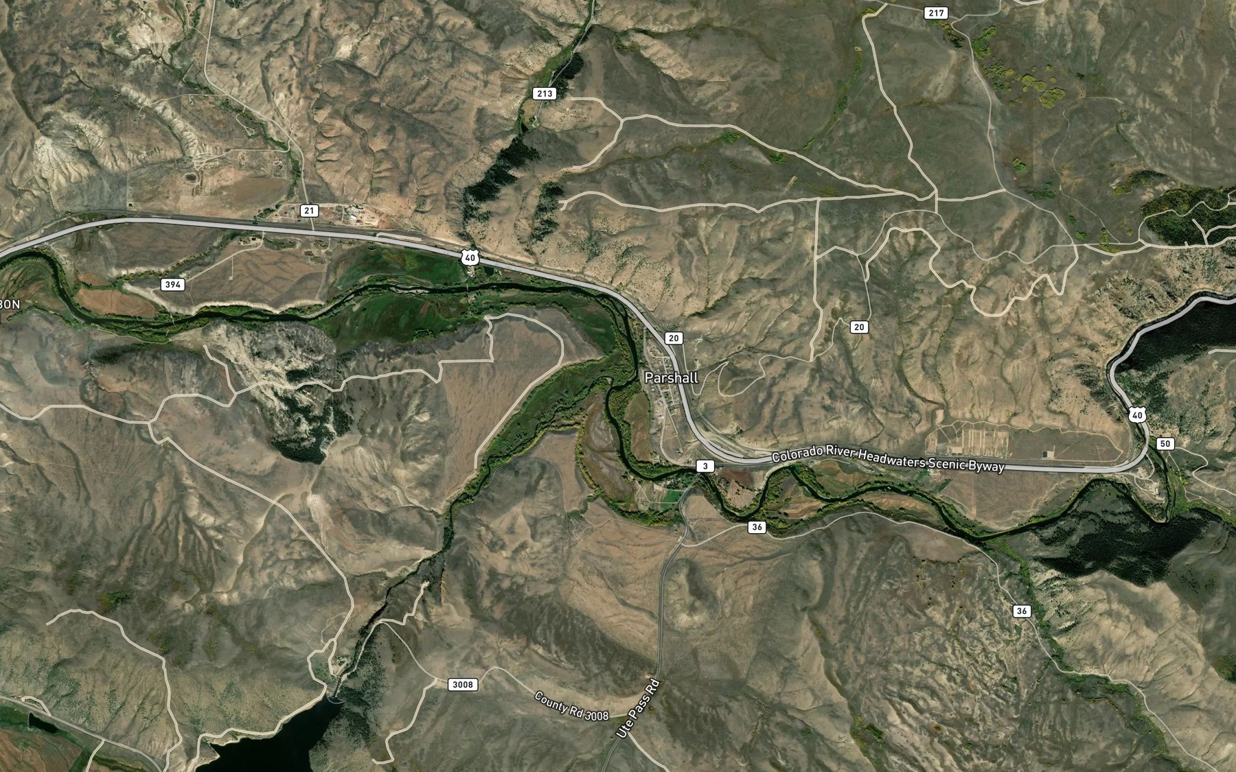 Satellite map of the Williams Fork