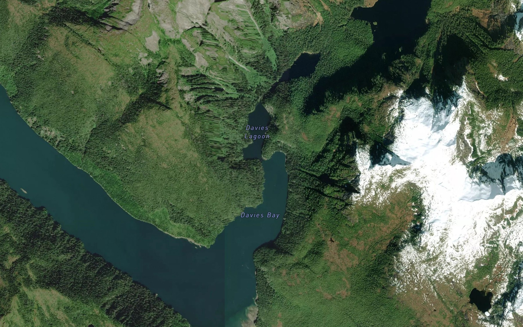 Satellite map of the Davies Narrows