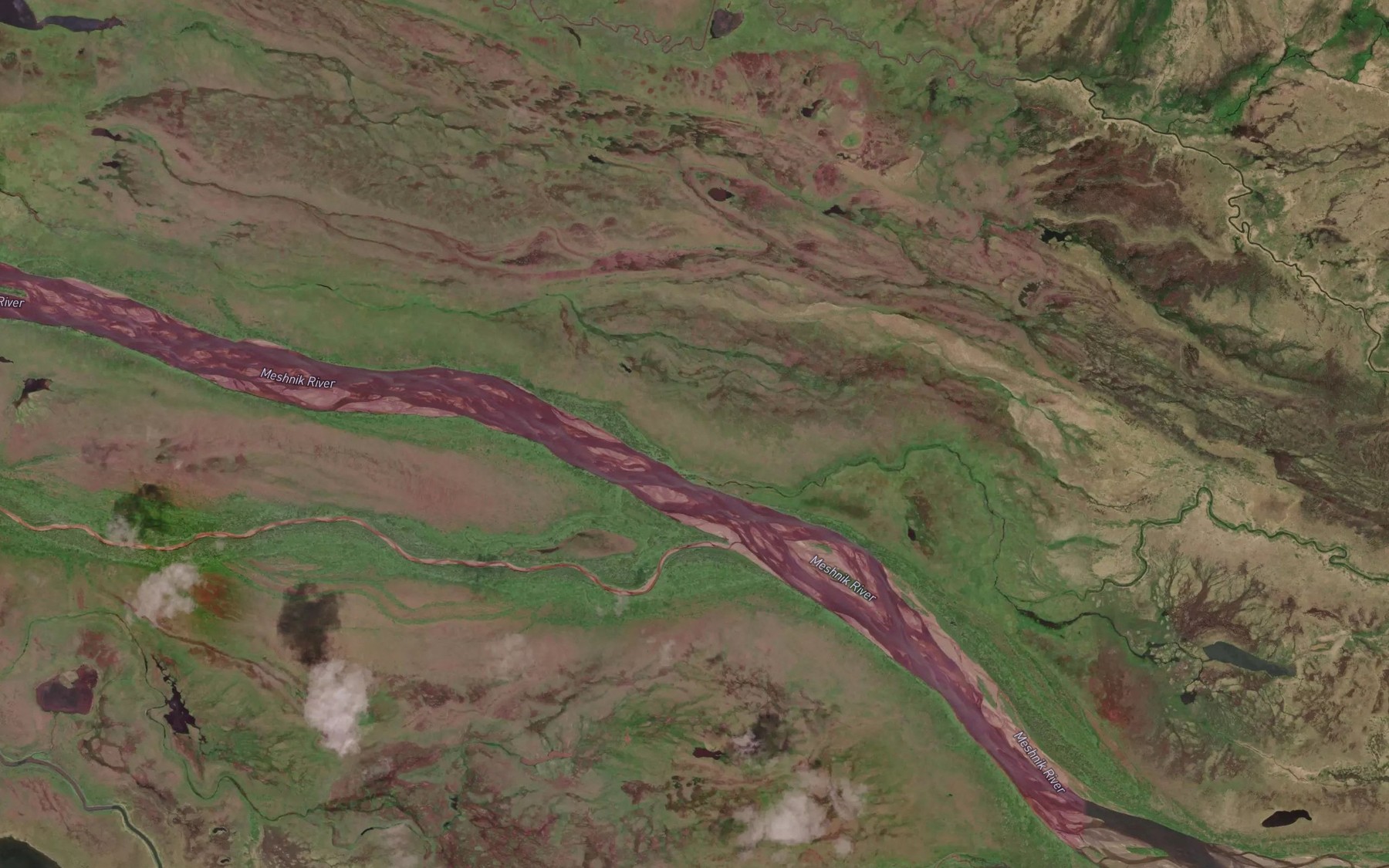 Satellite map of the Plenty Bear Creek