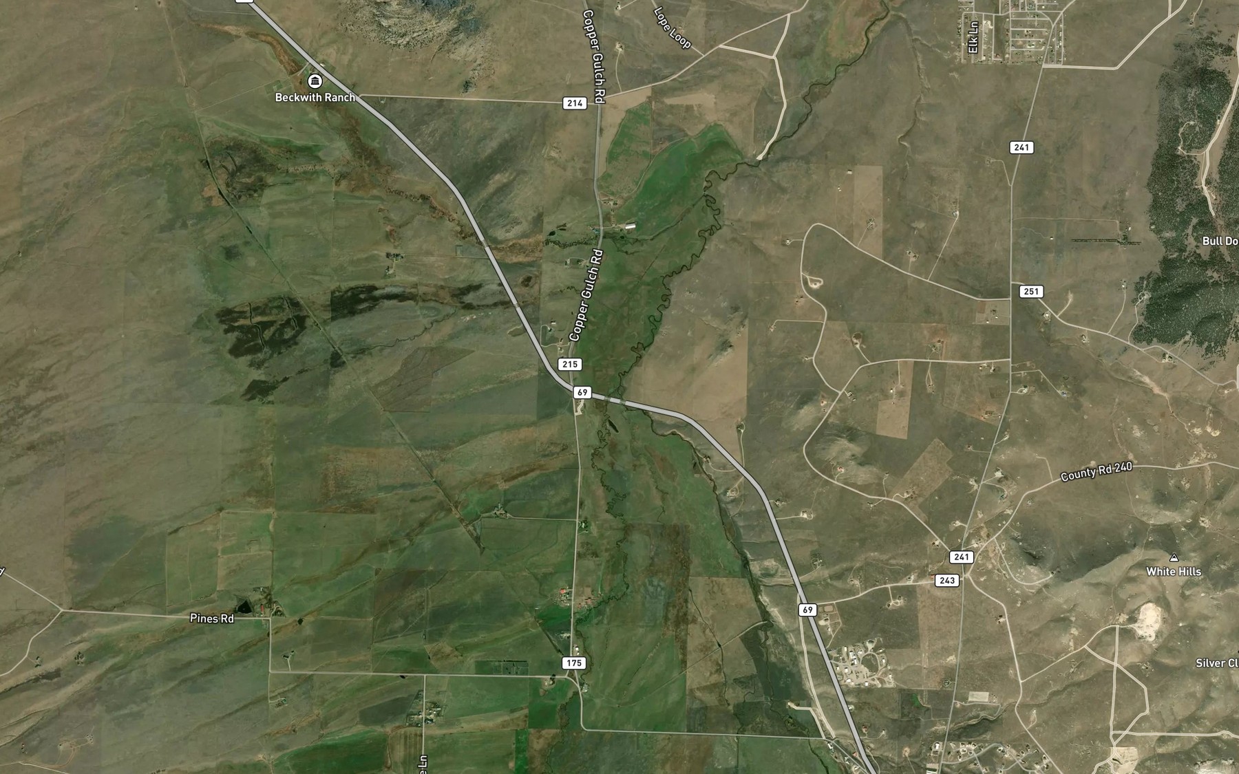 Satellite map of the Taylor Creek