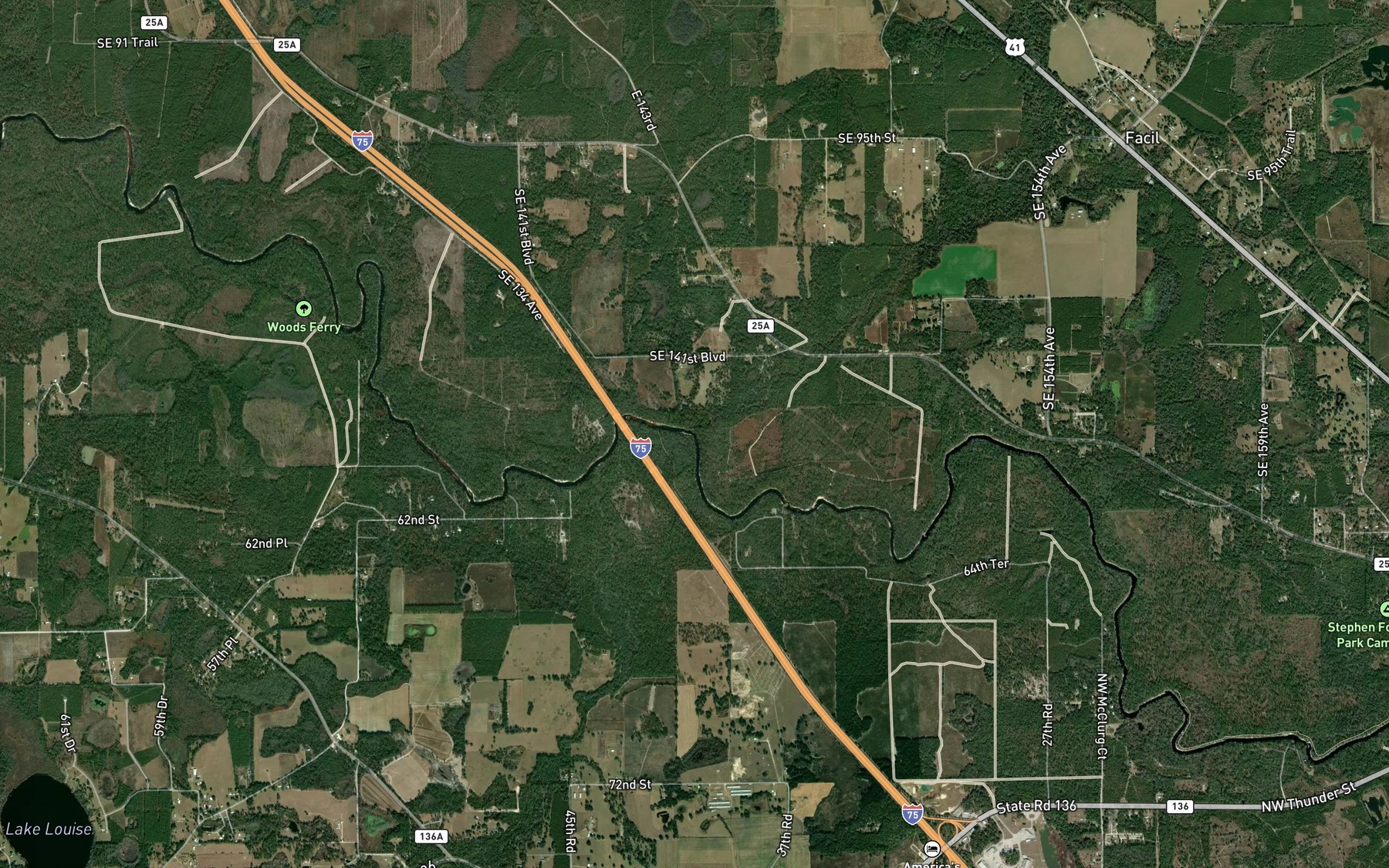 Satellite map of the Swift Creek