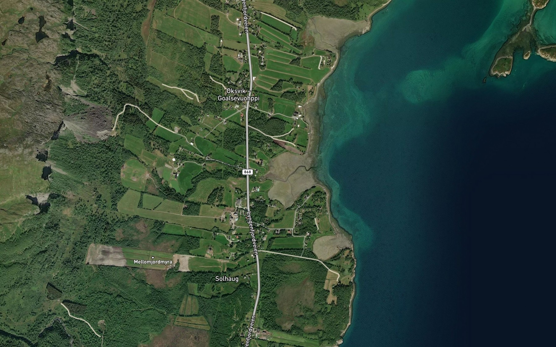 Satellite map of the Oksvikleira
