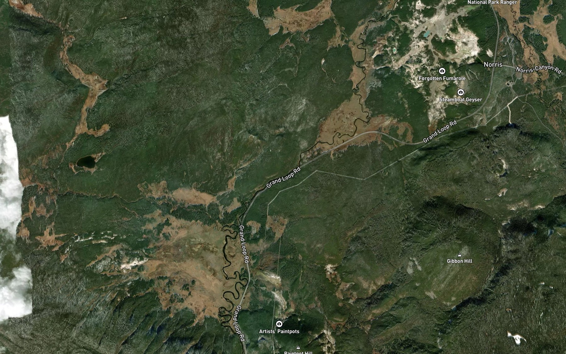 Satellite map of the Gibbon River Rapids