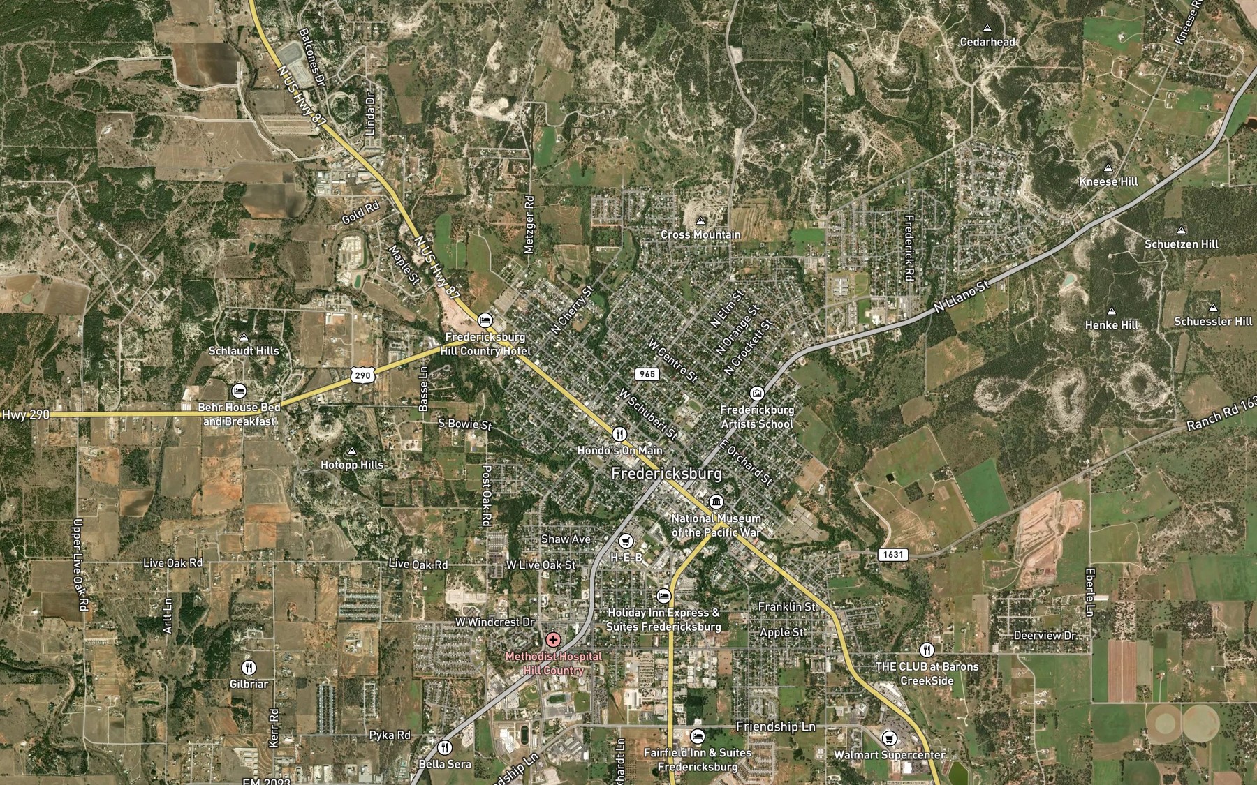 Satellite map of the Town Creek