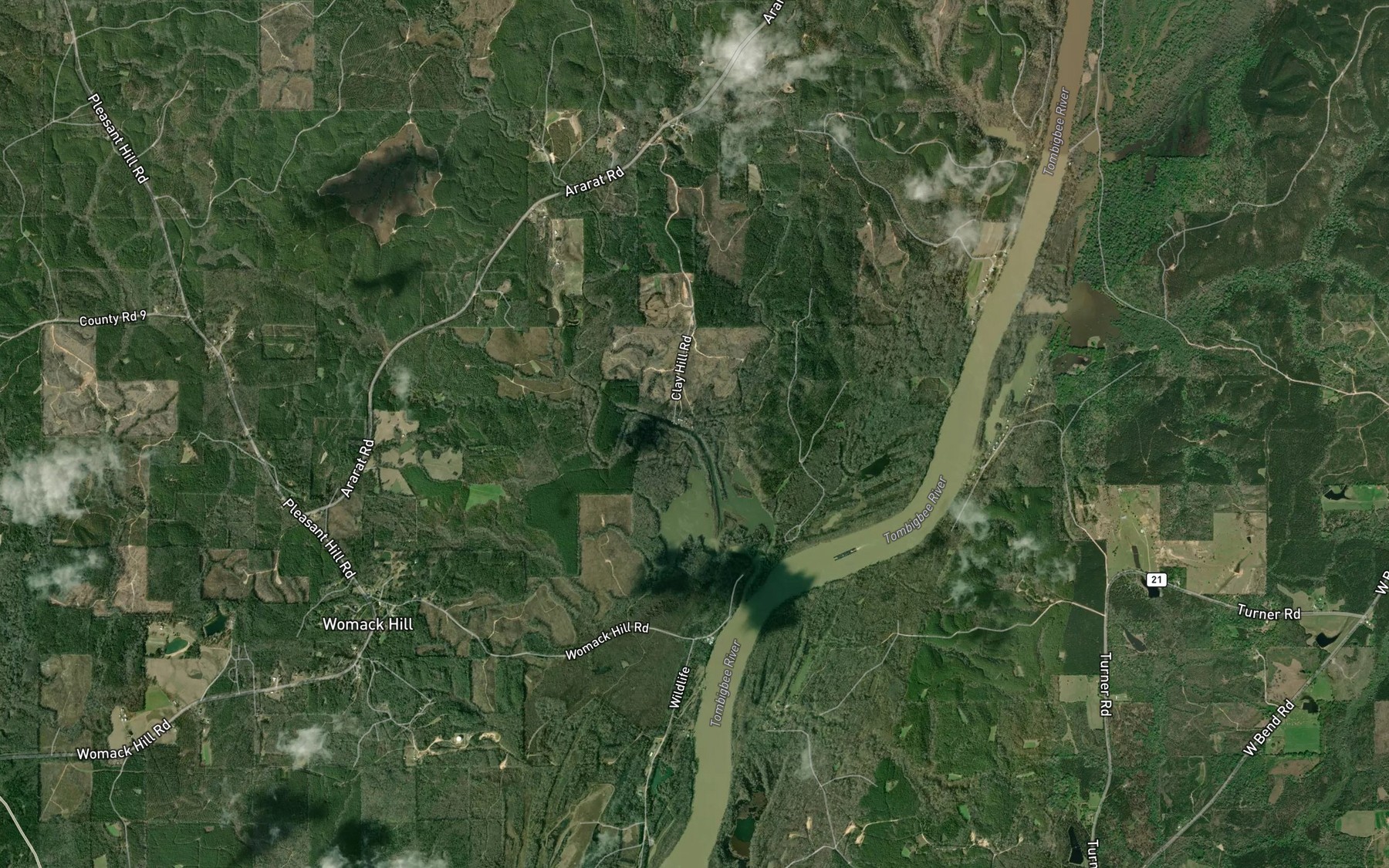 Satellite map of the Little Tallawampa Creek